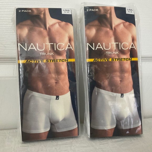 Nautica Men’s Active Stretch Cotton Trunk 2 x 2-Pk White Size Large - Picture 1 of 6